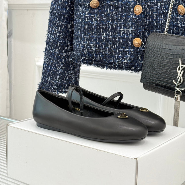 PRADA 25S SOFT PADDED BALLERINAS IN BLACK NAPPA LEATHER