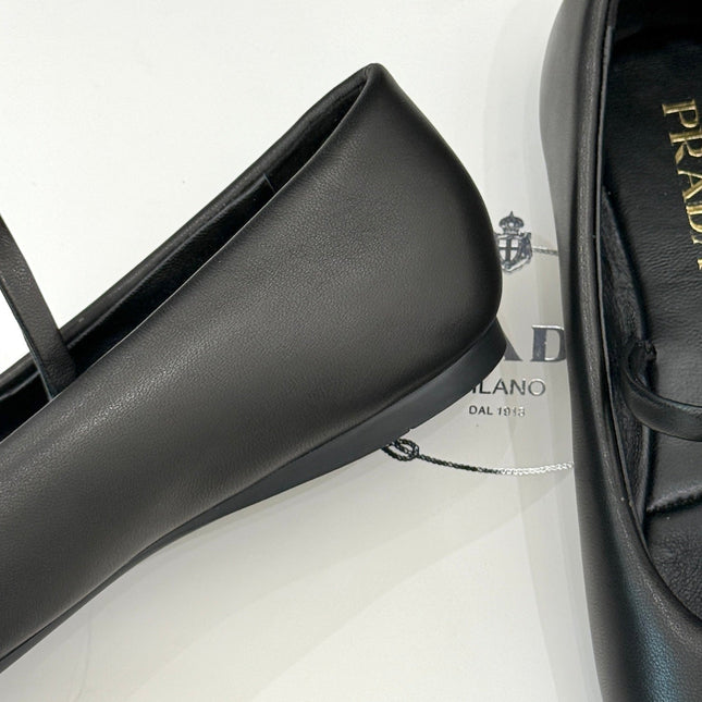 PRADA 25S SOFT PADDED BALLERINAS IN BLACK NAPPA LEATHER