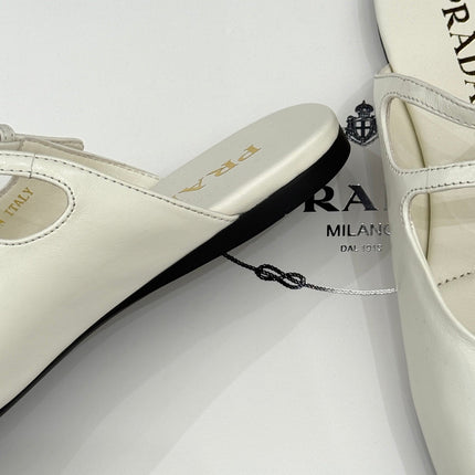 PRADA 25S DUAL MARY JANE BALLERINA MULES IN IVORY CALFSKIN