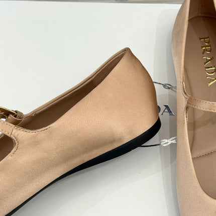 PRADA 25S BALLERINAS IN NUDE SATIN