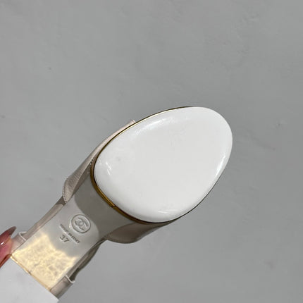 BLOCK HEEL SANDALS WHITE SHEEPSKIN