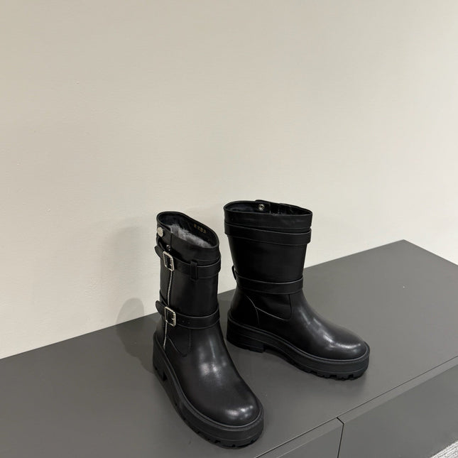 MAJOR ANKLE BOOT BLACK CALFSKIN WITH SHEARLING WOOL LINING