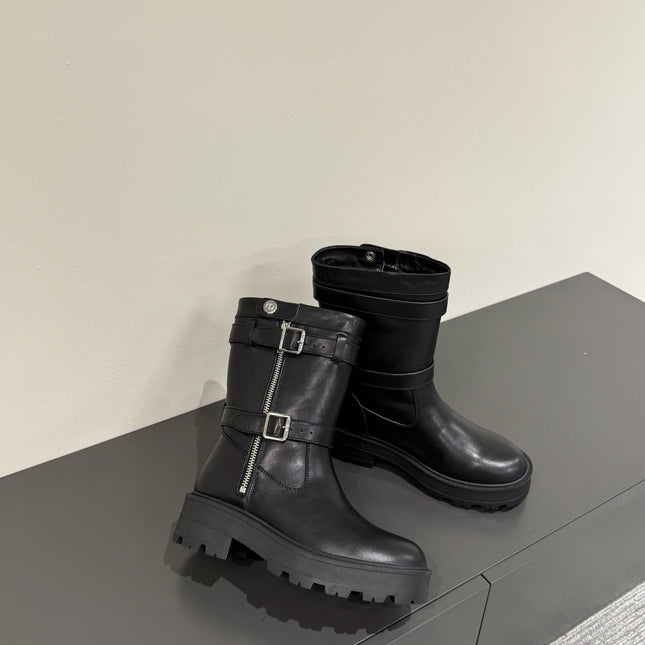 MAJOR ANKLE BOOT BLACK CALFSKIN WITH SHEARLING WOOL LINING