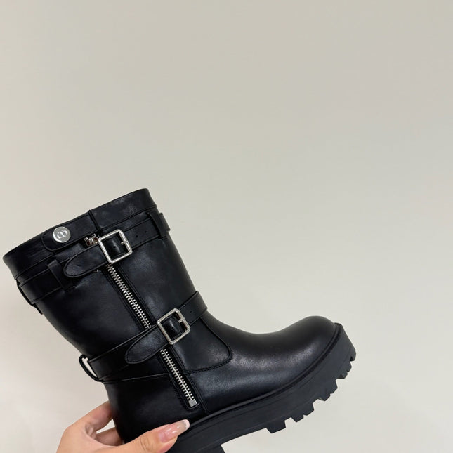 MAJOR ANKLE BOOT BLACK CALFSKIN WITH SHEARLING WOOL LINING