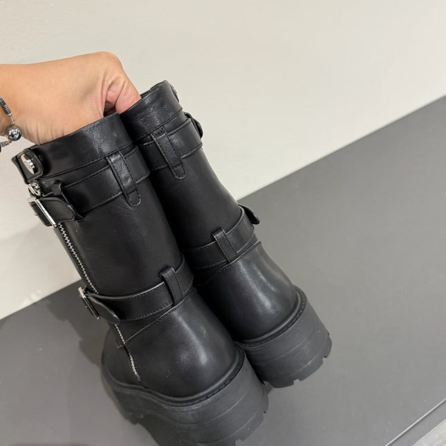 MAJOR ANKLE BOOT BLACK CALFSKIN WITH SHEARLING WOOL LINING