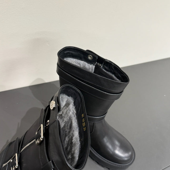 MAJOR ANKLE BOOT BLACK CALFSKIN WITH SHEARLING WOOL LINING