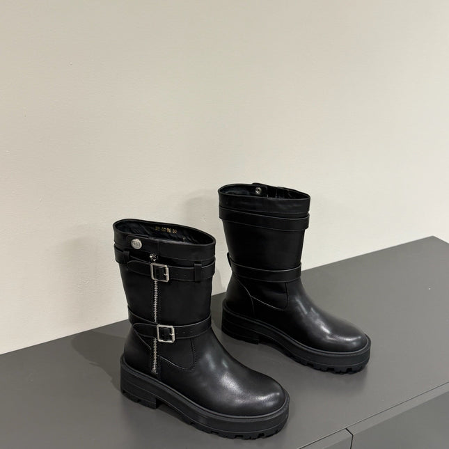 MAJOR ANKLE BOOT BLACK CALFSKIN WITH SHEARLING WOOL LINING