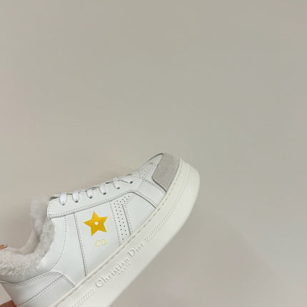 YELLOW STAR SNEAKER WHITE CALFSKIN AND SUEDE CALFSKIN WITH SHEARLING LINING