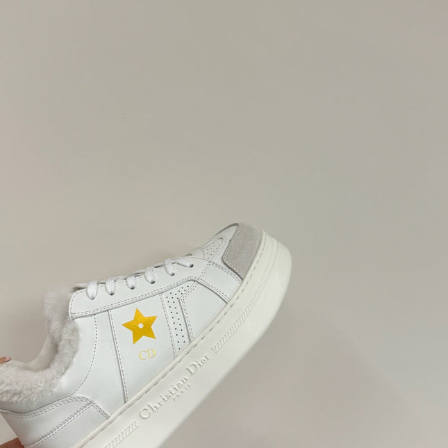 YELLOW STAR SNEAKER WHITE CALFSKIN AND SUEDE CALFSKIN WITH SHEARLING LINING