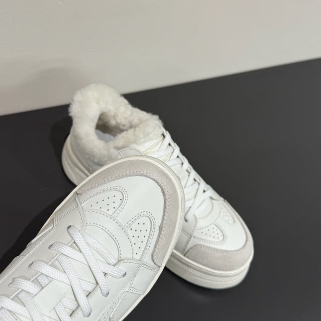 YELLOW STAR SNEAKER WHITE CALFSKIN AND SUEDE CALFSKIN WITH SHEARLING LINING