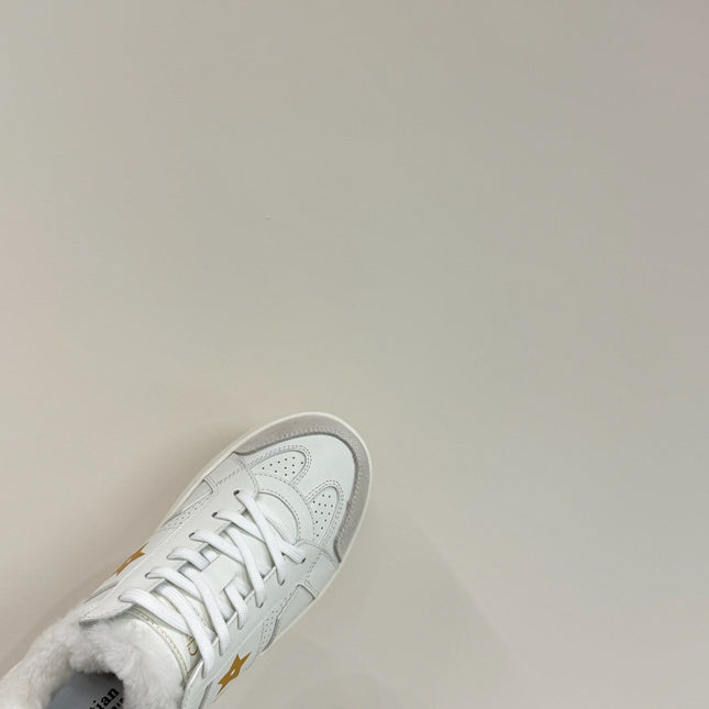 YELLOW STAR SNEAKER WHITE CALFSKIN AND SUEDE CALFSKIN WITH SHEARLING LINING