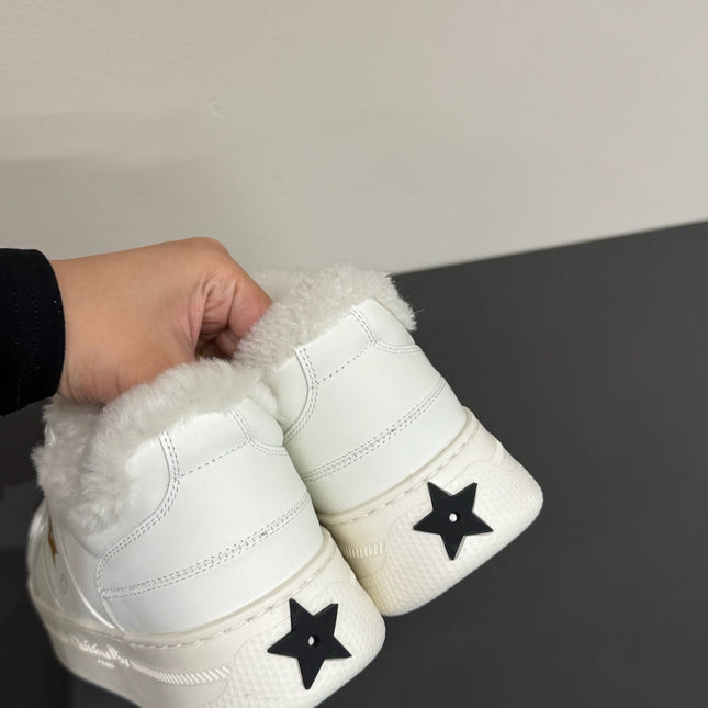 YELLOW STAR SNEAKER WHITE CALFSKIN AND SUEDE CALFSKIN WITH SHEARLING LINING