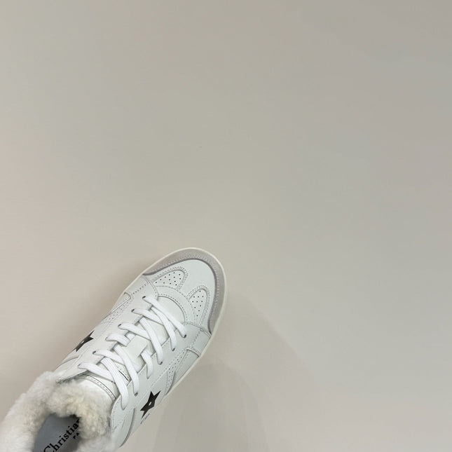 BLACK STAR SNEAKER WHITE CALFSKIN AND SUEDE CALFSKIN WITH SHEARLING LINING