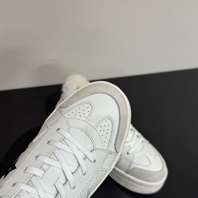 BLACK STAR SNEAKER WHITE CALFSKIN AND SUEDE CALFSKIN WITH SHEARLING LINING