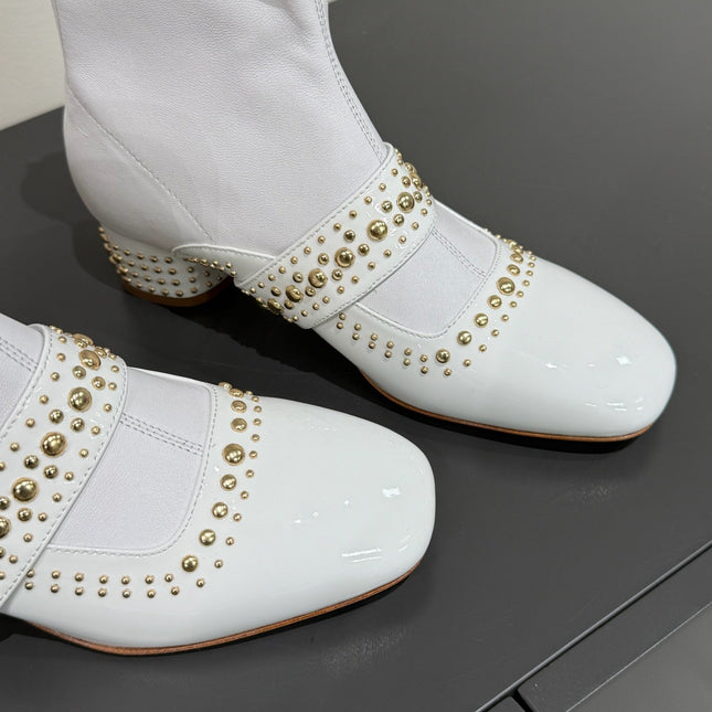 BELLE-D HEELED ANKLE BOOT WHITE PATENT CALFSKIN