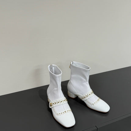 BELLE-D HEELED ANKLE BOOT WHITE PATENT CALFSKIN