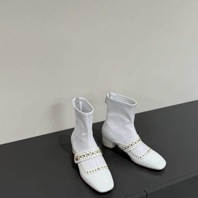 BELLE-D HEELED ANKLE BOOT WHITE PATENT CALFSKIN