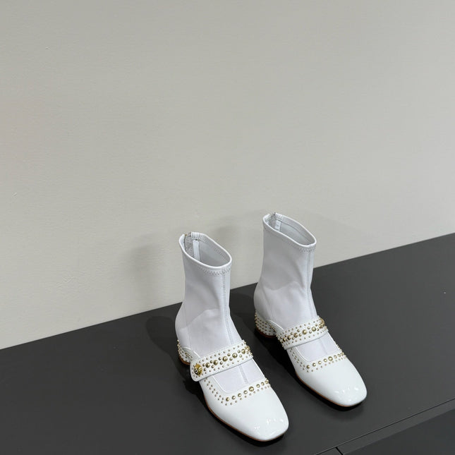 BELLE-D HEELED ANKLE BOOT WHITE PATENT CALFSKIN
