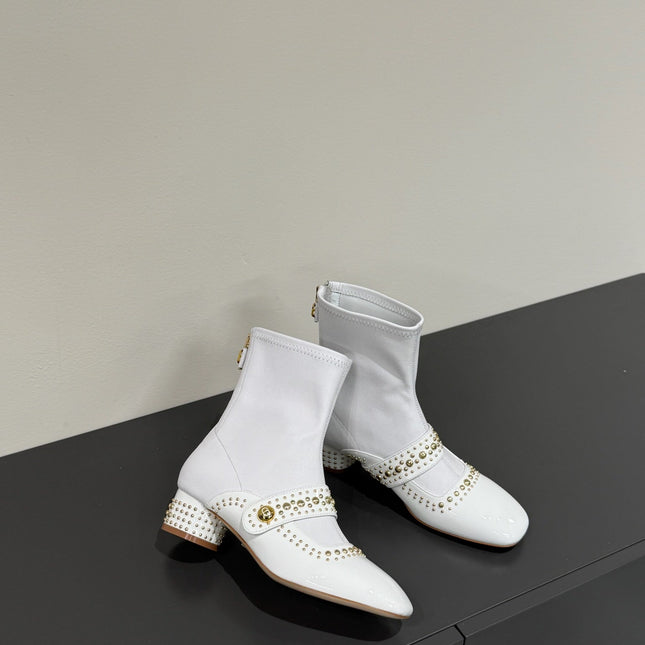 BELLE-D HEELED ANKLE BOOT WHITE PATENT CALFSKIN