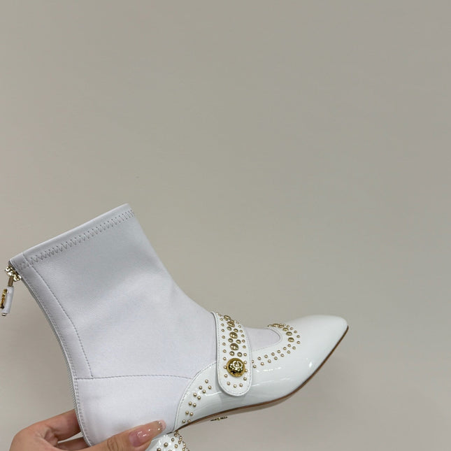 BELLE-D HEELED ANKLE BOOT WHITE PATENT CALFSKIN