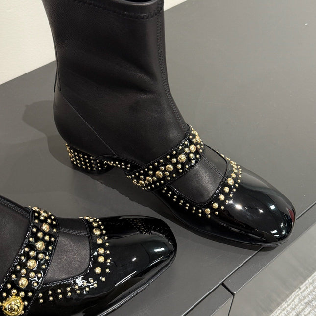 BELLE-D HEELED ANKLE BOOT BLACK PATENT CALFSKIN