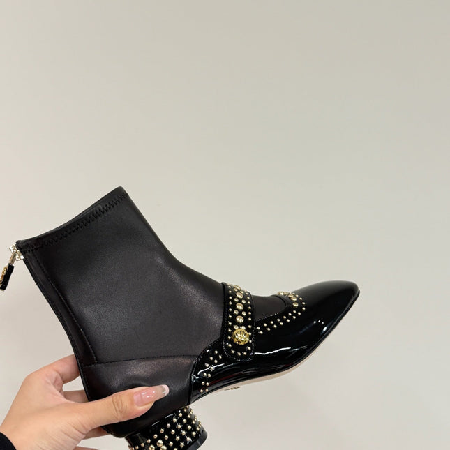 BELLE-D HEELED ANKLE BOOT BLACK PATENT CALFSKIN