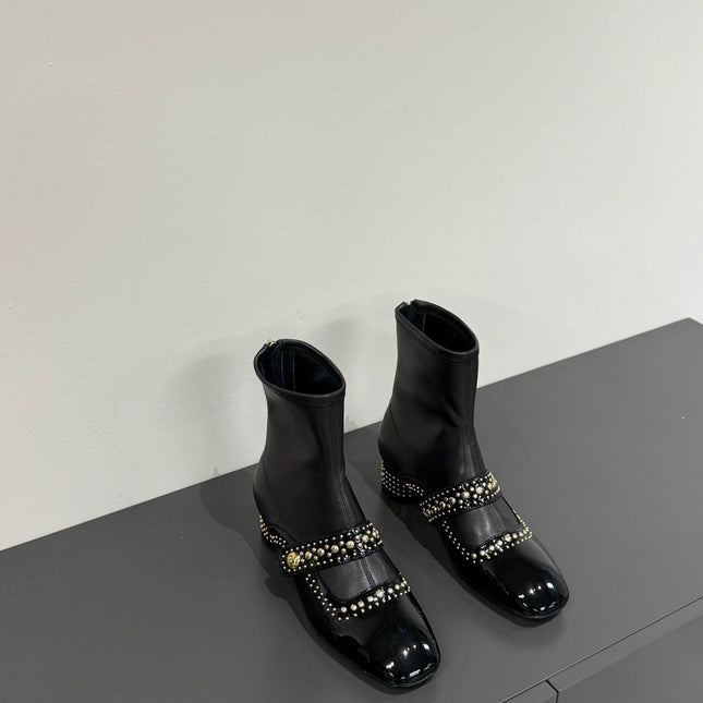 BELLE-D HEELED ANKLE BOOT BLACK PATENT CALFSKIN