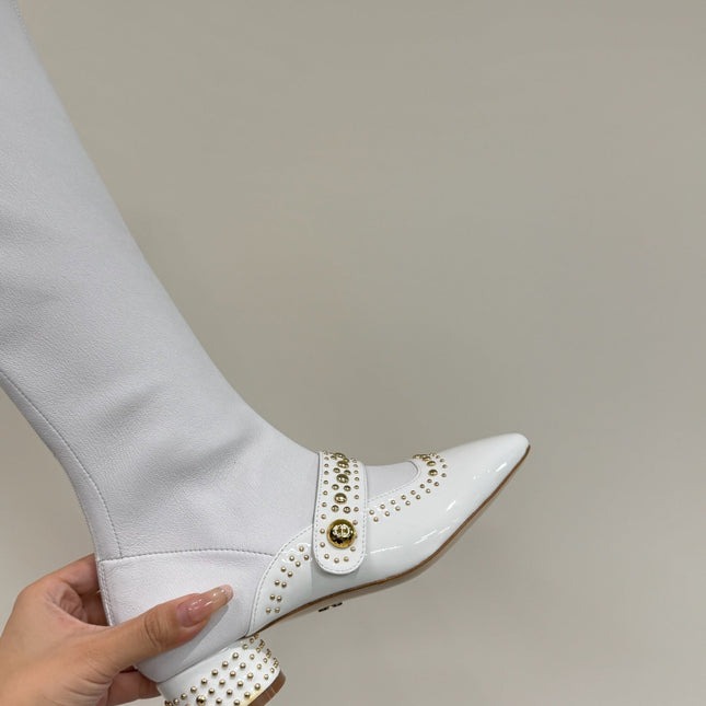 BELLE-D HEELED BOOT WHITE PATENT CALFSKIN