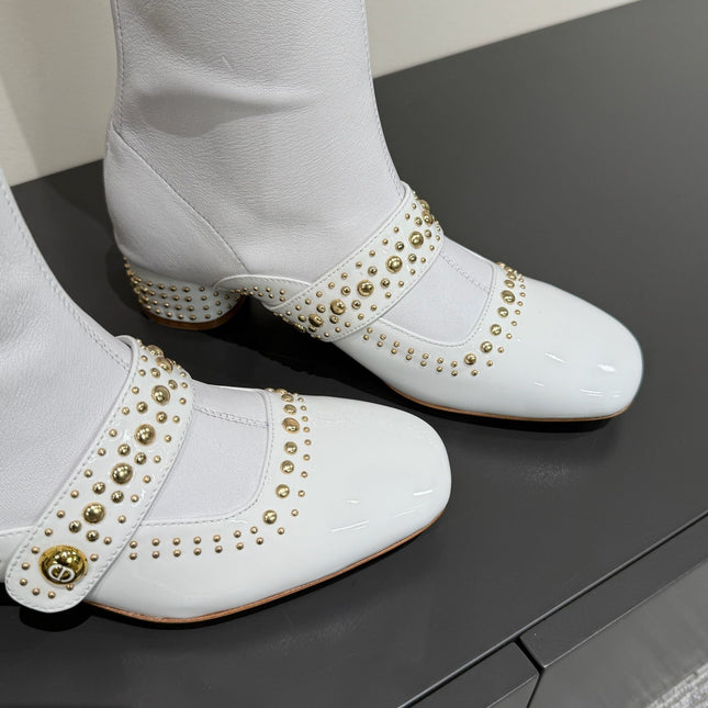 BELLE-D HEELED BOOT WHITE PATENT CALFSKIN