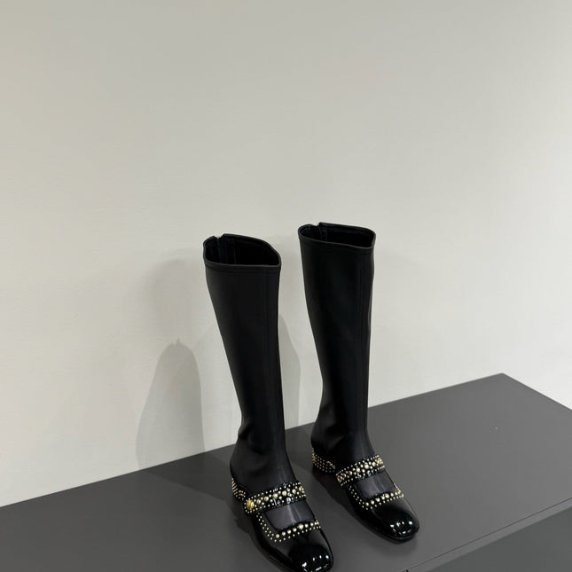 BELLE-D HEELED BOOT BLACK PATENT CALFSKIN