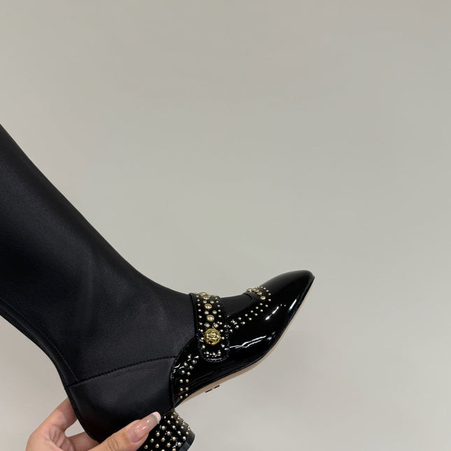 BELLE-D HEELED BOOT BLACK PATENT CALFSKIN