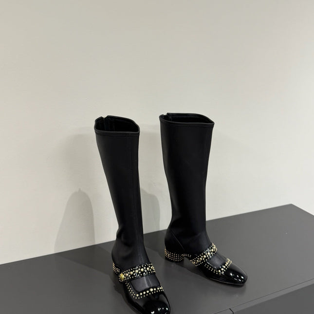 BELLE-D HEELED BOOT BLACK PATENT CALFSKIN