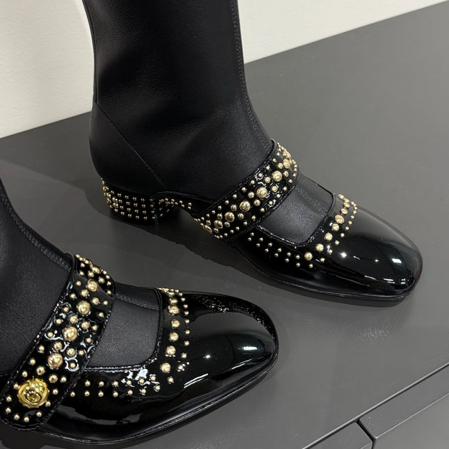 BELLE-D HEELED BOOT BLACK PATENT CALFSKIN