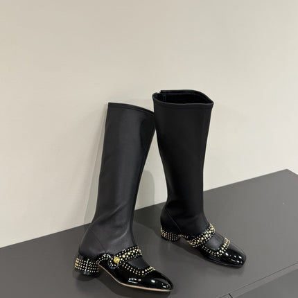 BELLE-D HEELED BOOT BLACK PATENT CALFSKIN