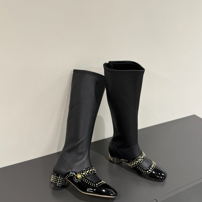 BELLE-D HEELED BOOT BLACK PATENT CALFSKIN