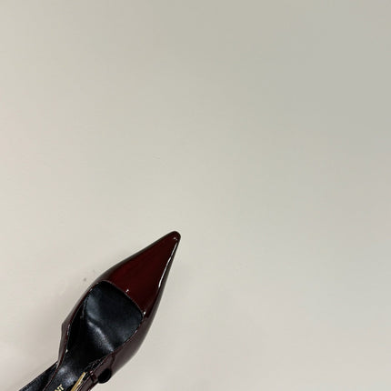 LEE SLINGBACK PUMPS 75 MM IN BURGUNDY RED PATENT CALFSKIN
