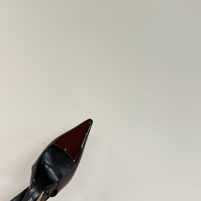 LEE SLINGBACK PUMPS 75 MM IN BURGUNDY RED PATENT CALFSKIN