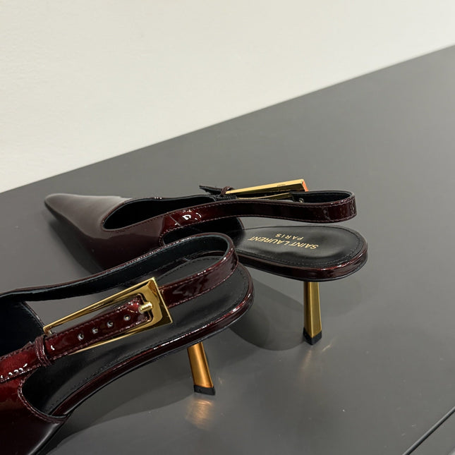 LEE SLINGBACK PUMPS 75 MM IN BURGUNDY RED PATENT CALFSKIN