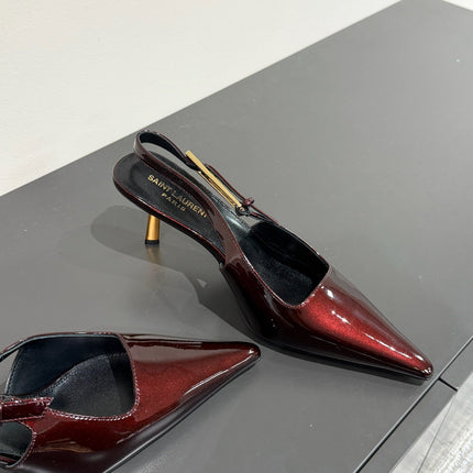 LEE SLINGBACK PUMPS 75 MM IN BURGUNDY RED PATENT CALFSKIN