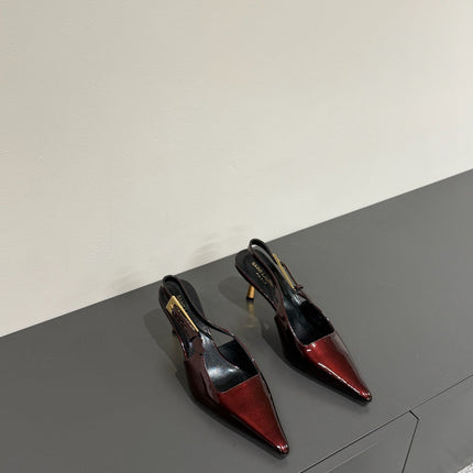 LEE SLINGBACK PUMPS 75 MM IN BURGUNDY RED PATENT CALFSKIN