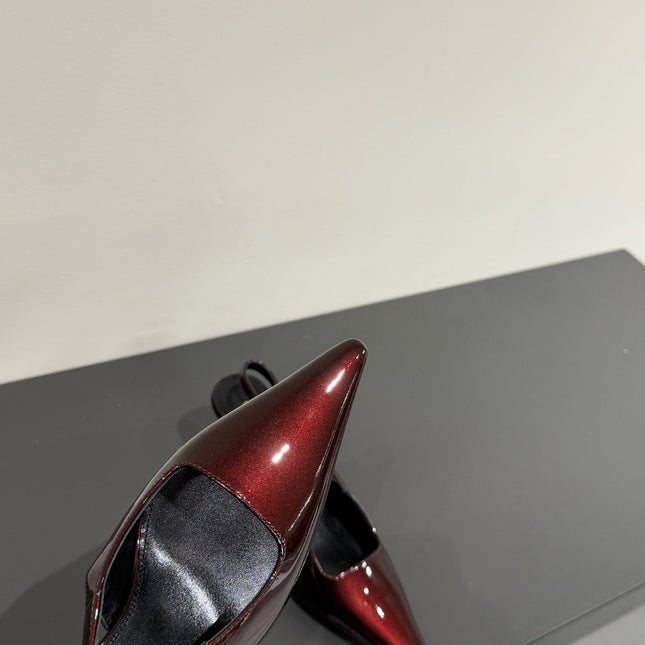 LEE SLINGBACK PUMPS 75 MM IN BURGUNDY RED PATENT CALFSKIN