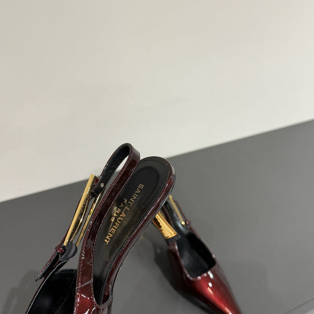 LEE SLINGBACK PUMPS 75 MM IN BURGUNDY RED PATENT CALFSKIN