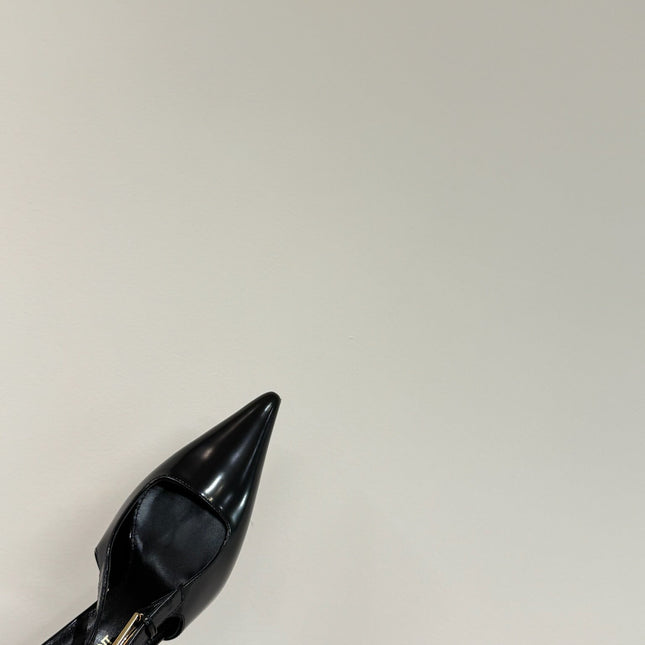 LEE SLINGBACK PUMPS 75 MM IN BLACK PATENT CALFSKIN