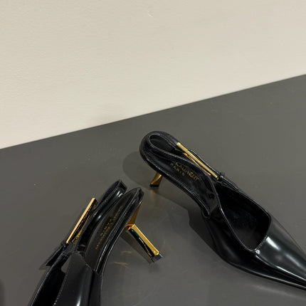LEE SLINGBACK PUMPS 75 MM IN BLACK PATENT CALFSKIN