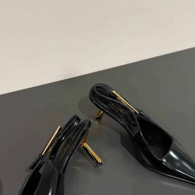 LEE SLINGBACK PUMPS 75 MM IN BLACK PATENT CALFSKIN