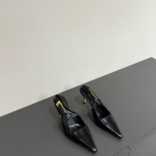 LEE SLINGBACK PUMPS 75 MM IN BLACK PATENT CALFSKIN