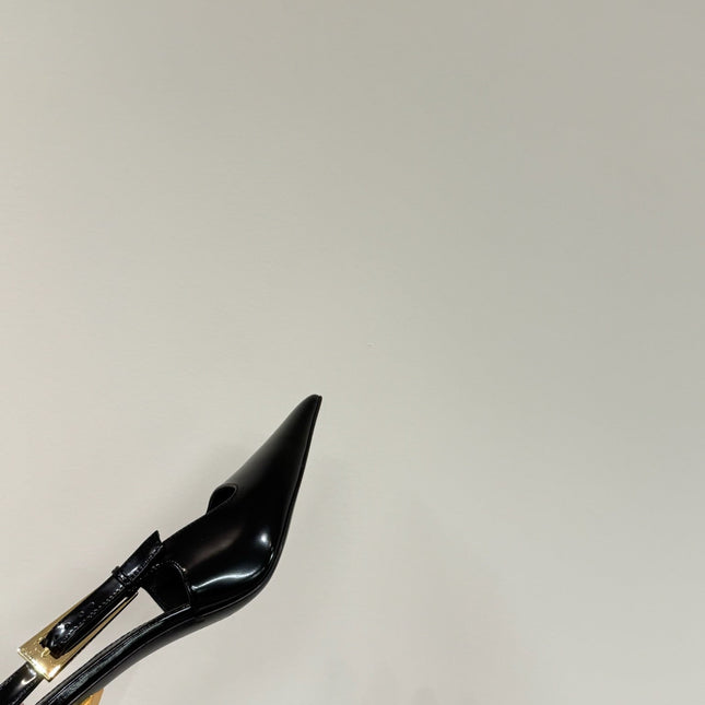 LEE SLINGBACK PUMPS 75 MM IN BLACK PATENT CALFSKIN