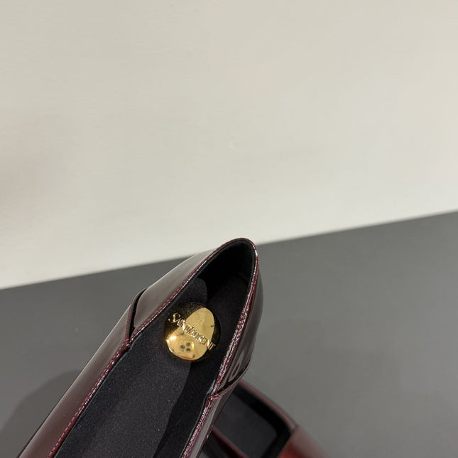 BALLERINA FLATS IN MAHAGANY RED PATENT CALFSKIN