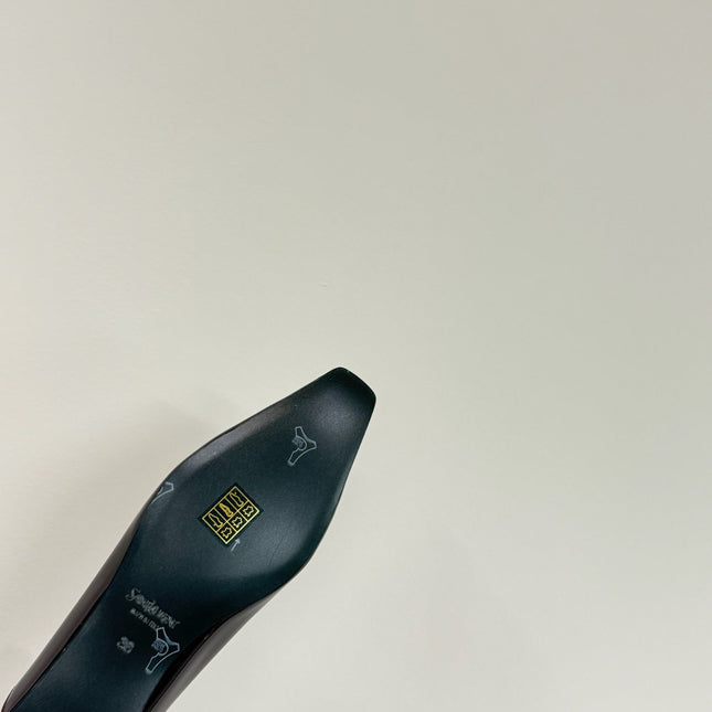 BALLERINA FLATS IN MAHAGANY RED PATENT CALFSKIN