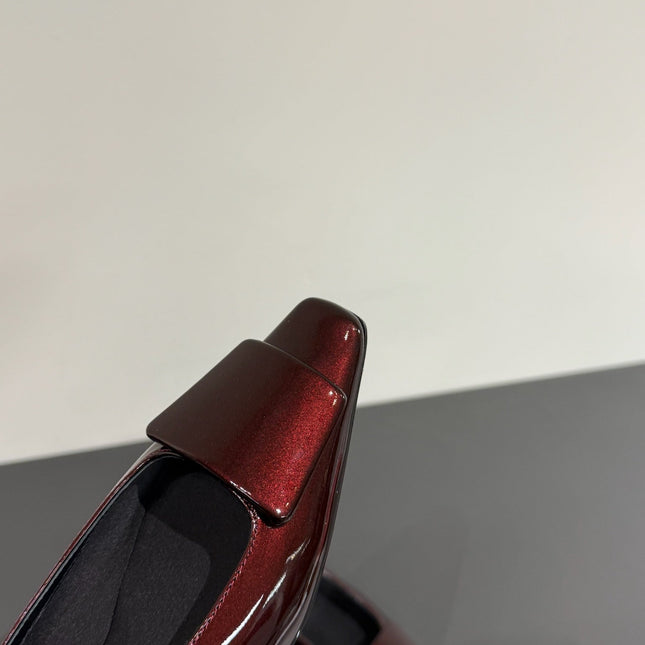 BALLERINA FLATS IN MAHAGANY RED PATENT CALFSKIN